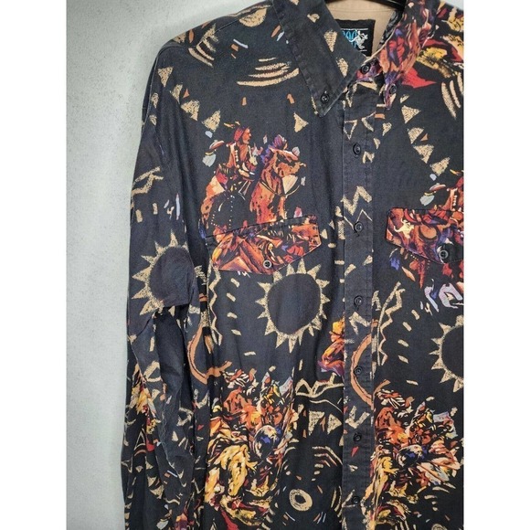 Lone Roo By Roper Men Native American All Over Print Rodeo Western Shirt Size XL - Picture 5 of 12